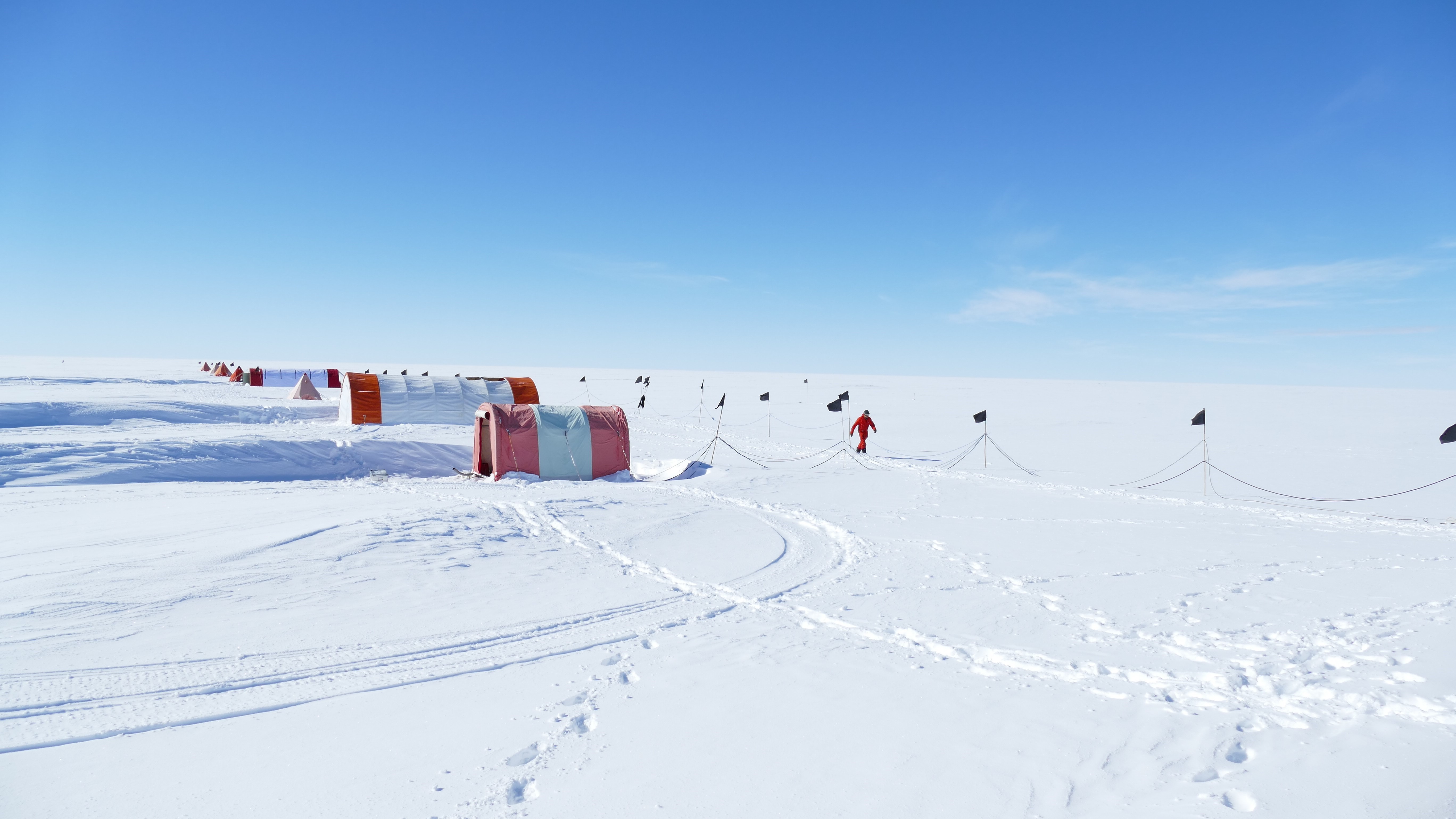 Image of tents set up on the snow in Antarctica