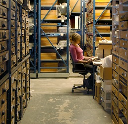 Sarah Finney, Sedgwick Museum Conservator at work in the Atlas Building