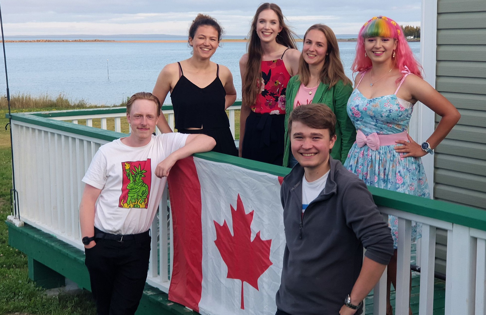 Photo of the Parrsboro mapping group in front of their coastal accommodation