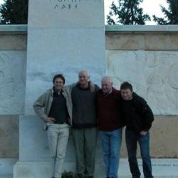 Professors White, Jackson, McCave and Maclennan at Leonidas's monument, Thermopylae on the 2010 Greek field trip