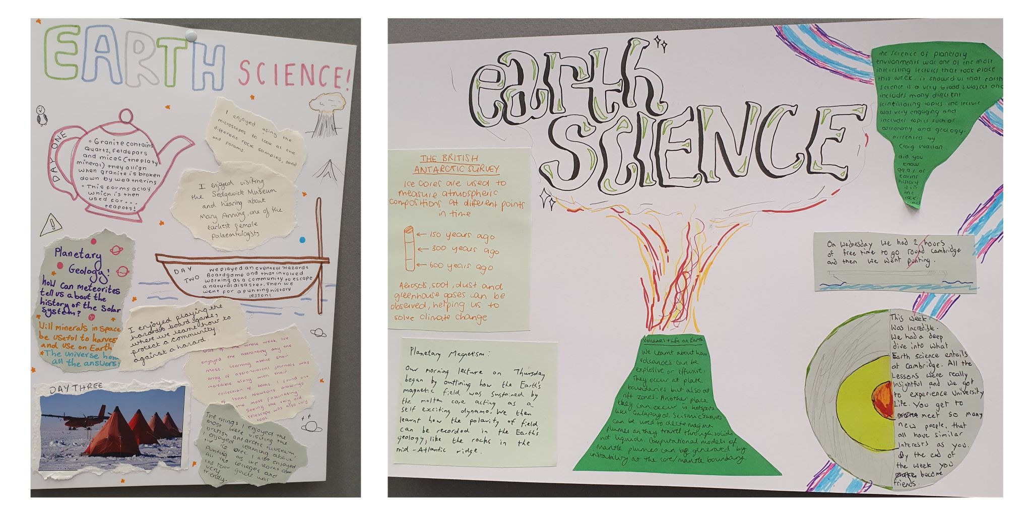 Photo showing two posters with feedback from the students