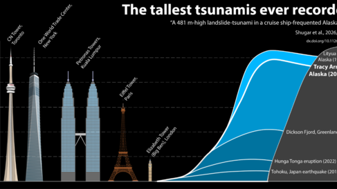 Graph comparing the height of the wave with the One World Trade Centre New York