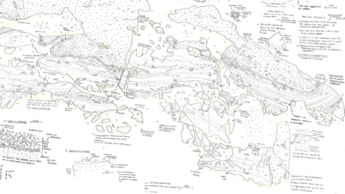 Sketch showing outcrops outlined in plan view