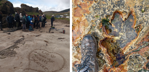 Examining igneous dykes and the footprints of an archosaur.