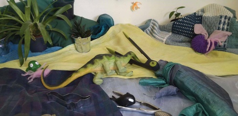 The Duria Antiquior painting of ancient Dorset recreated with household items