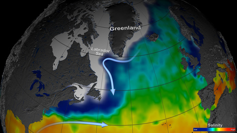 Illustrations showing patterns of ocean circulation across the globe