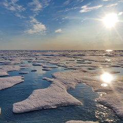 Image of melting sea ice under sunny sky