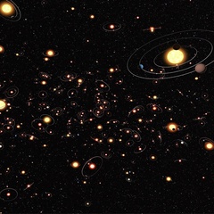 Artist's impression of planets and their orbits 
