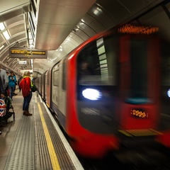 Image of a London Underground train approaching the station