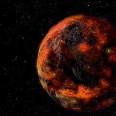 Illustration of molten magma on moon