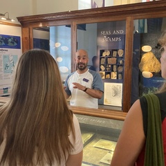 Photo of students having a tour of the Sedgwick Museum