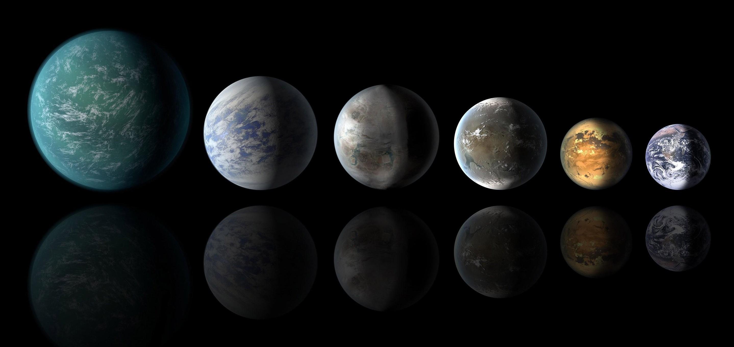 Exoplanets containing water. Credit: NASA Illustration of planets in a line