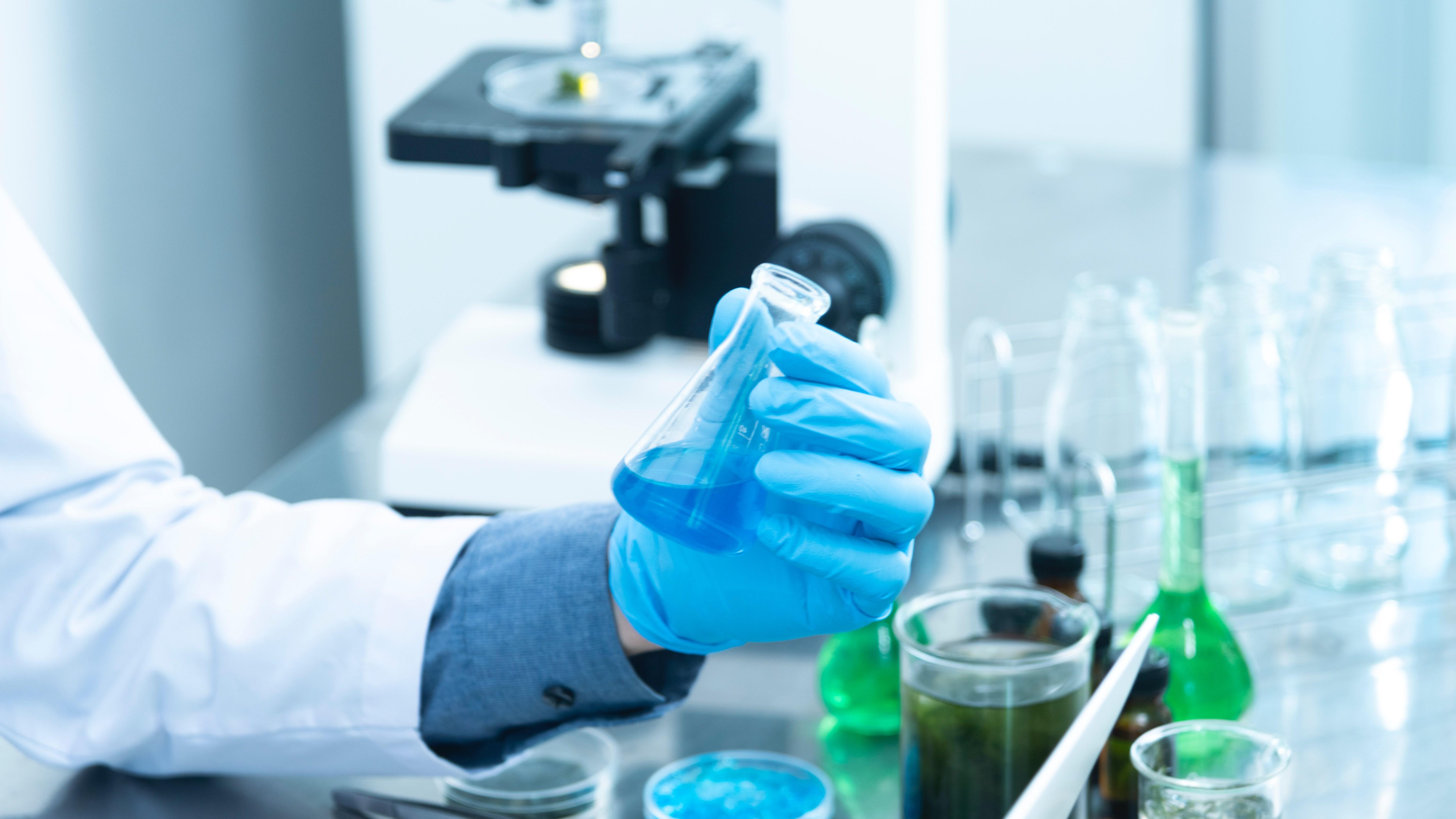 Image of chemicals being made up in a lab
